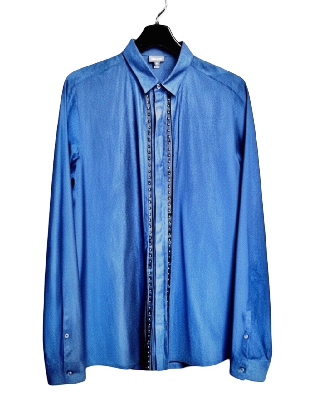 Just Cavalli Men’s Shirt | Blue |  Studded Front Detail | Rock Star | Italy